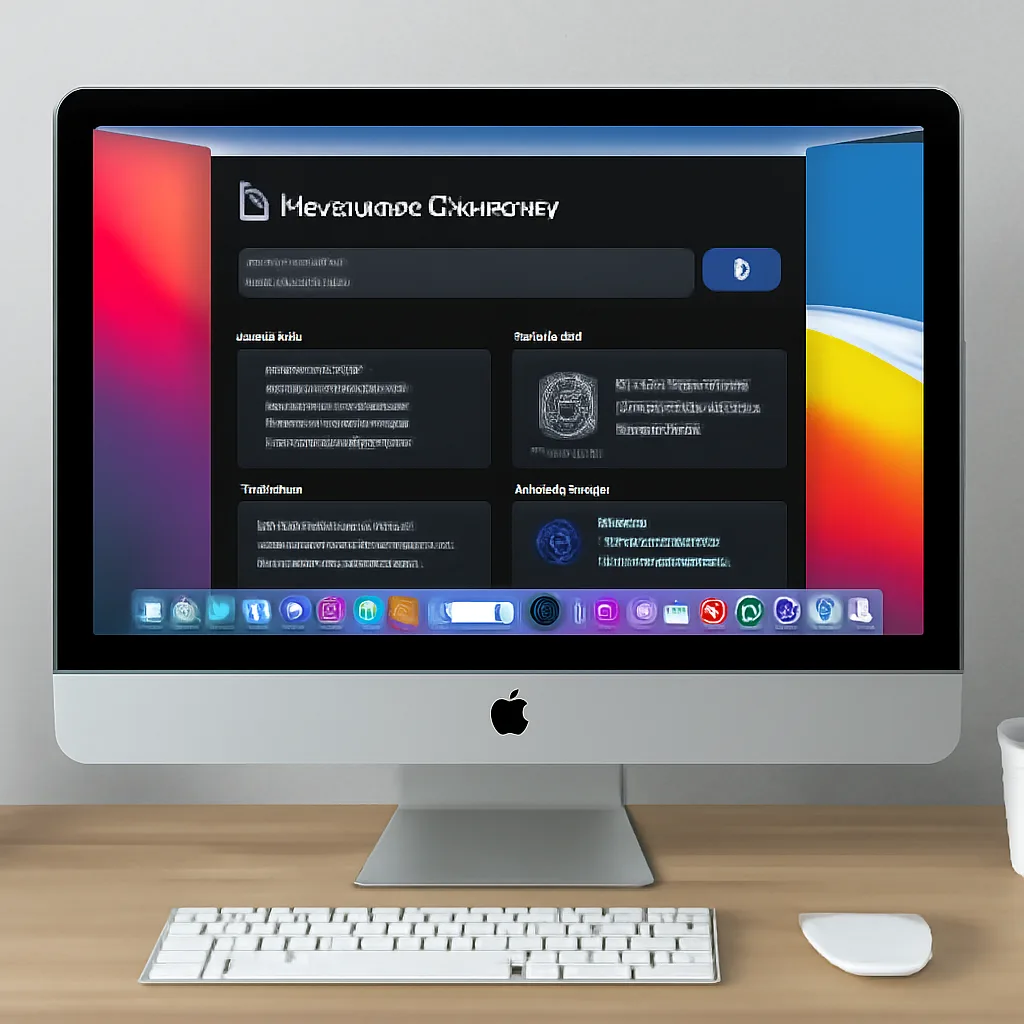 a photorealistic view of a Mac desktop with the Perplexity Personal Computer app open, showcasing its user interface and